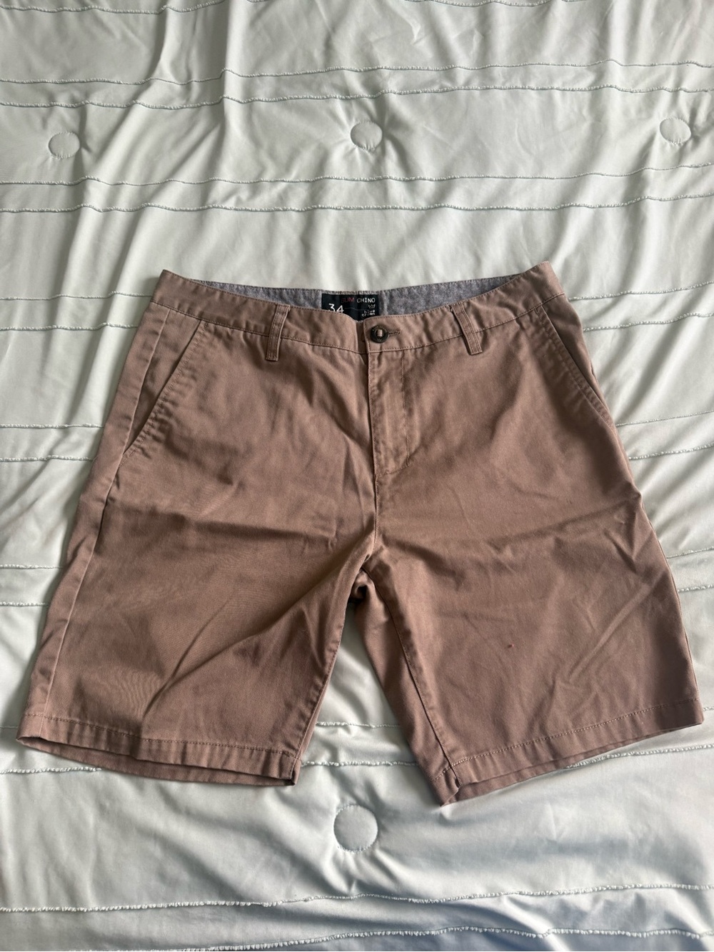 Blue Crown Slim Chino Shorts | Khaki Brown Size 34